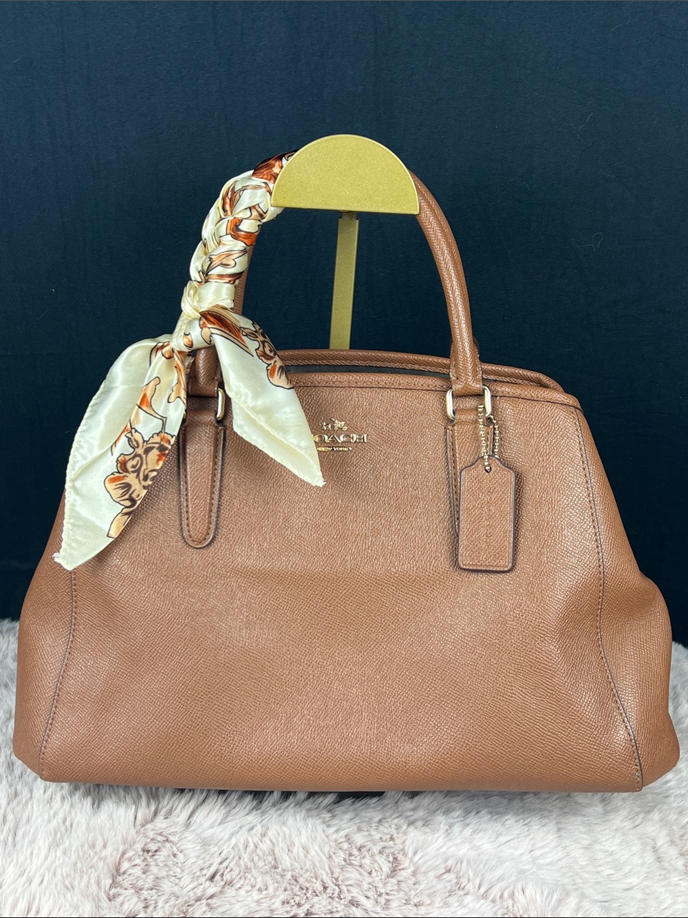 Coach Margot Carryall Crossgrain Leather Saddle Brown Satchel Crossbody F57527